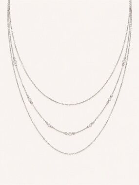 Delicate Gorjana Silver-Tone Layered CZ station layered necklace